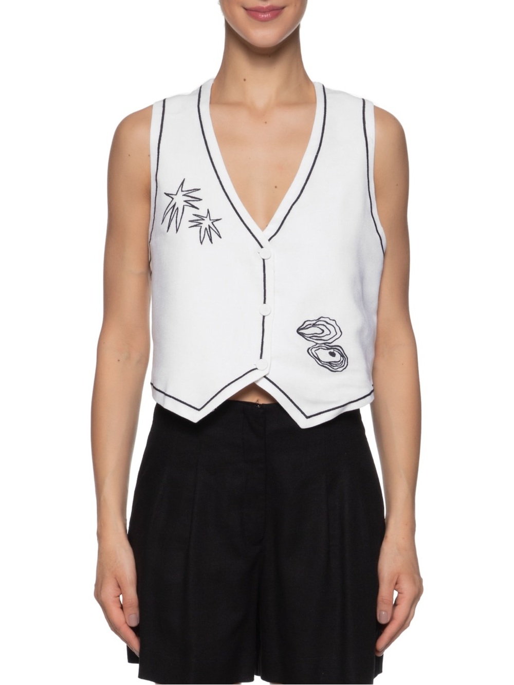 Love, Dress white vest with black contrast piping size XS